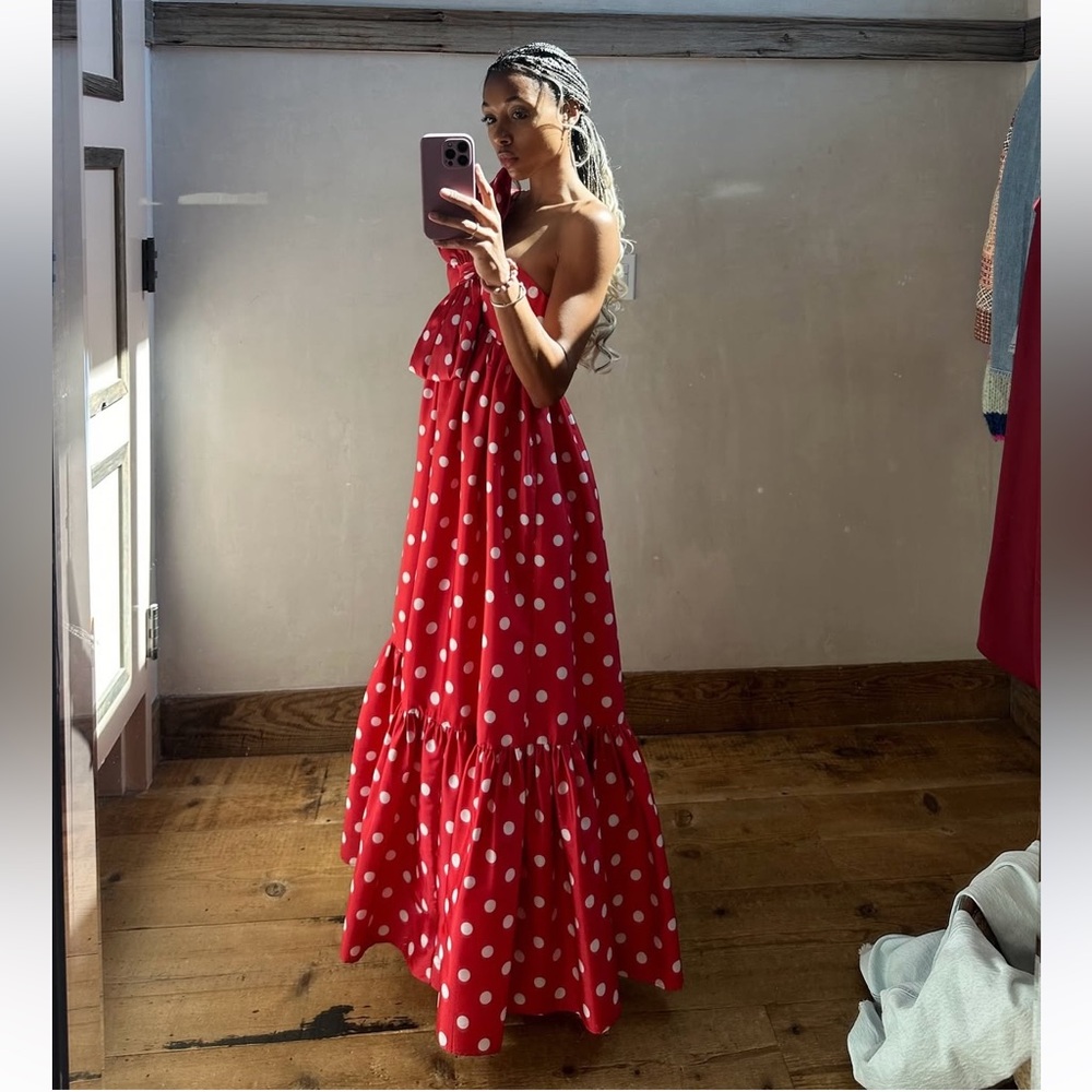 NWOT 🎈 Anthropologie / Atsu Polka Dot Bow Maxi Dress